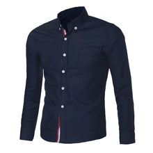 Navy Blue/Light Blue/White Mens Button Shirt Chemise Homme Slim Fit Long Sleeve Men Shirts Famous Brand Social Shirt - rjas10coolstuff