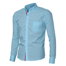 Navy Blue/Light Blue/White Mens Button Shirt Chemise Homme Slim Fit Long Sleeve Men Shirts Famous Brand Social Shirt - rjas10coolstuff