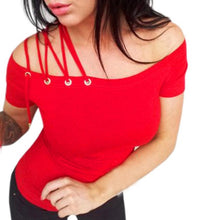Bandage T shirt Women Off Shoulder Shirt Short Sleeve Tops Solid White Red Green T-shirt Kyliejenner Sexy Tee Shirt Femme - rjas10coolstuff