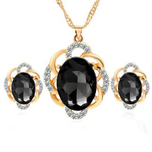 Women Beautiful Flowers Rhinestone Pendant Necklace +Earrings BK - rjas10coolstuff