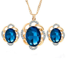 Women Beautiful Flowers Rhinestone Pendant Necklace +Earrings BK - rjas10coolstuff