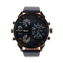 Oulm 3548 Men's Boys Big Round Dial Dual Time Display Quartz Wrist Watch with Cloth Band - rjas10coolstuff