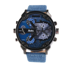 Oulm 3548 Men's Boys Big Round Dial Dual Time Display Quartz Wrist Watch with Cloth Band - rjas10coolstuff