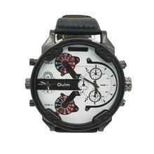 Oulm 3548 Men's Boys Big Round Dial Dual Time Display Quartz Wrist Watch with Cloth Band - rjas10coolstuff