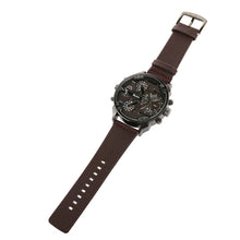 Oulm 3548 Men's Boys Big Round Dial Dual Time Display Quartz Wrist Watch with Cloth Band - rjas10coolstuff